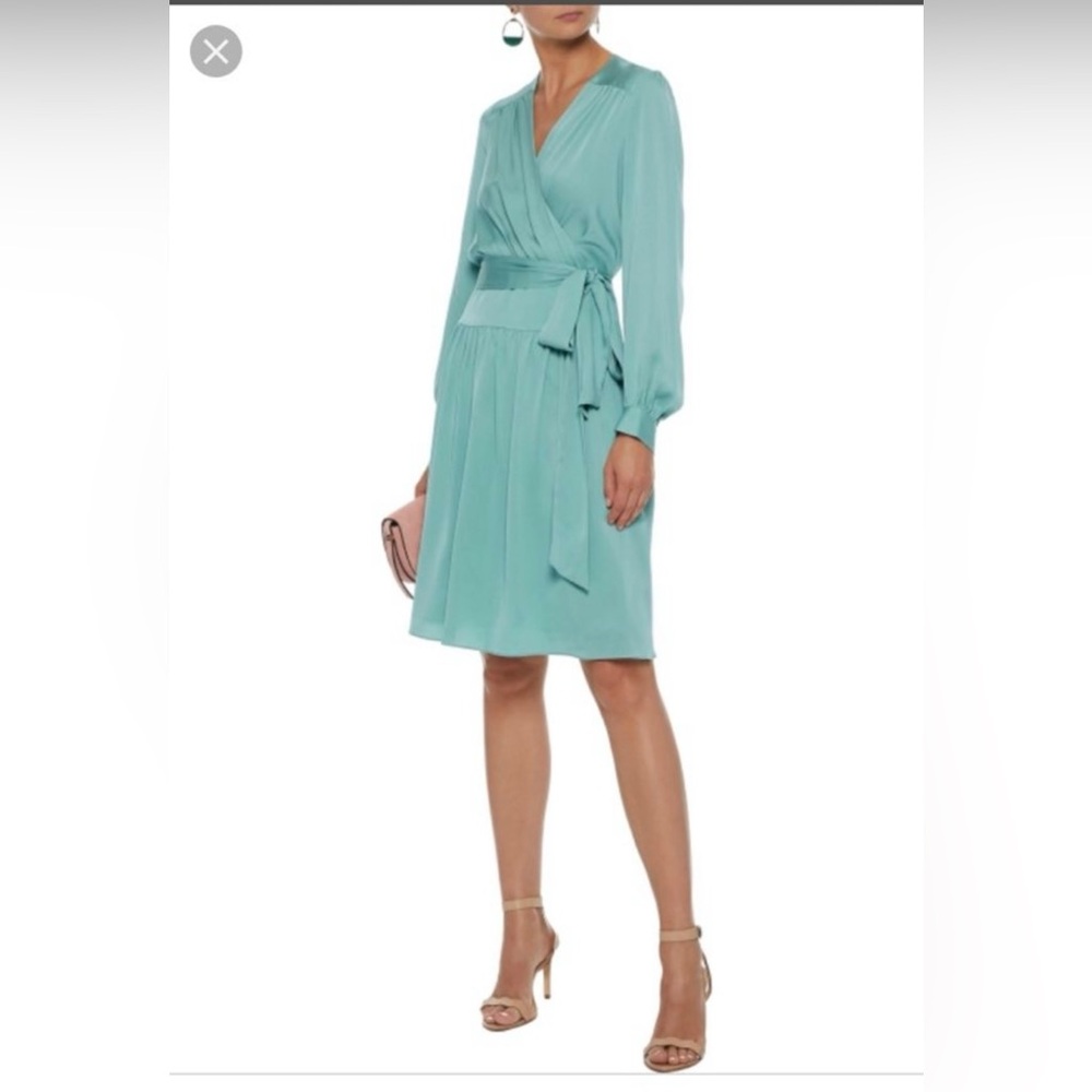 Milly Seafoam Green Long Sleeve Wrap Dress